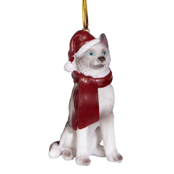 Siberian Husky Holiday Dog Ornament Sculpture